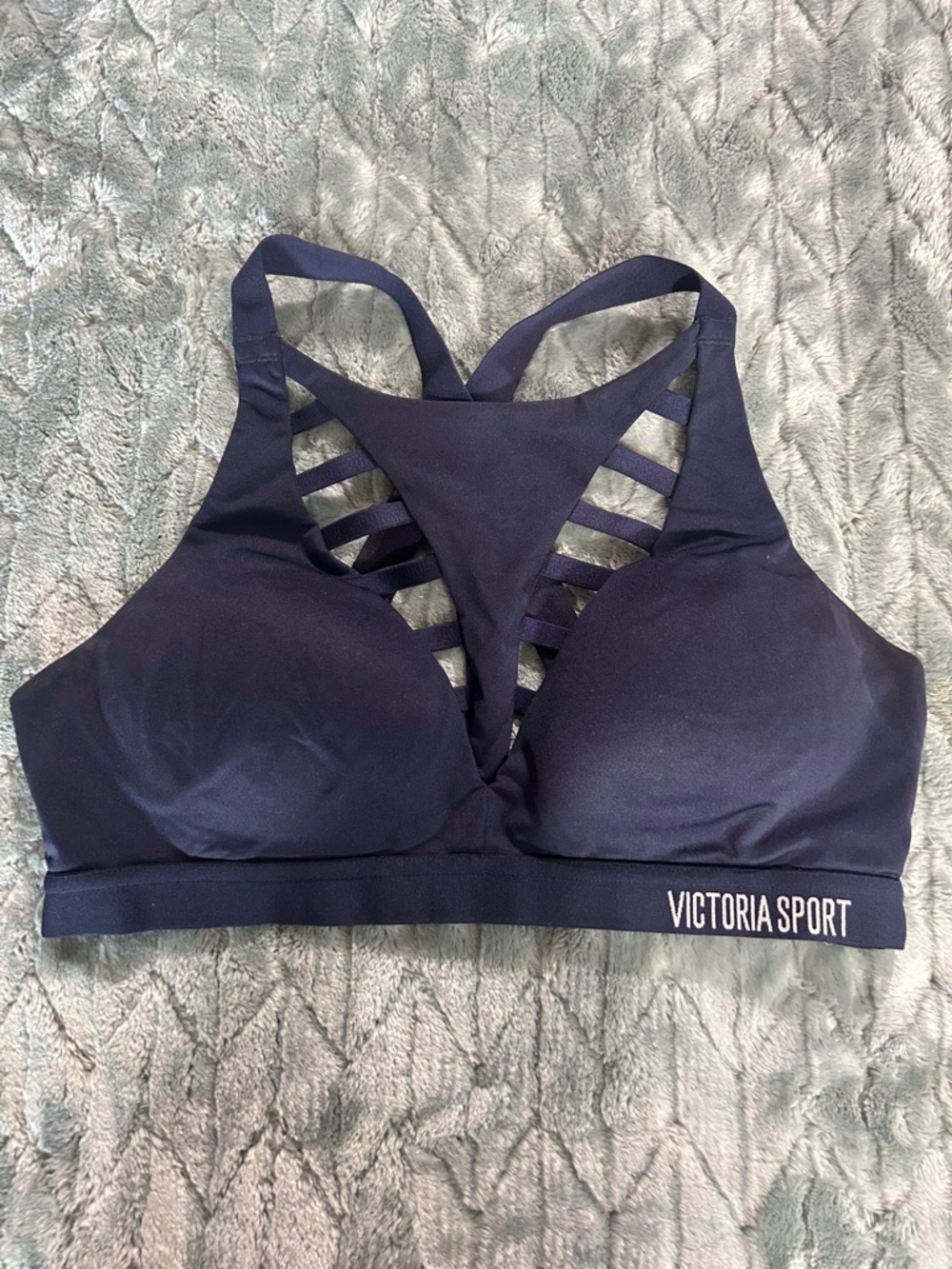 Victoria Sport Navy Ladder-Back Sports Bra